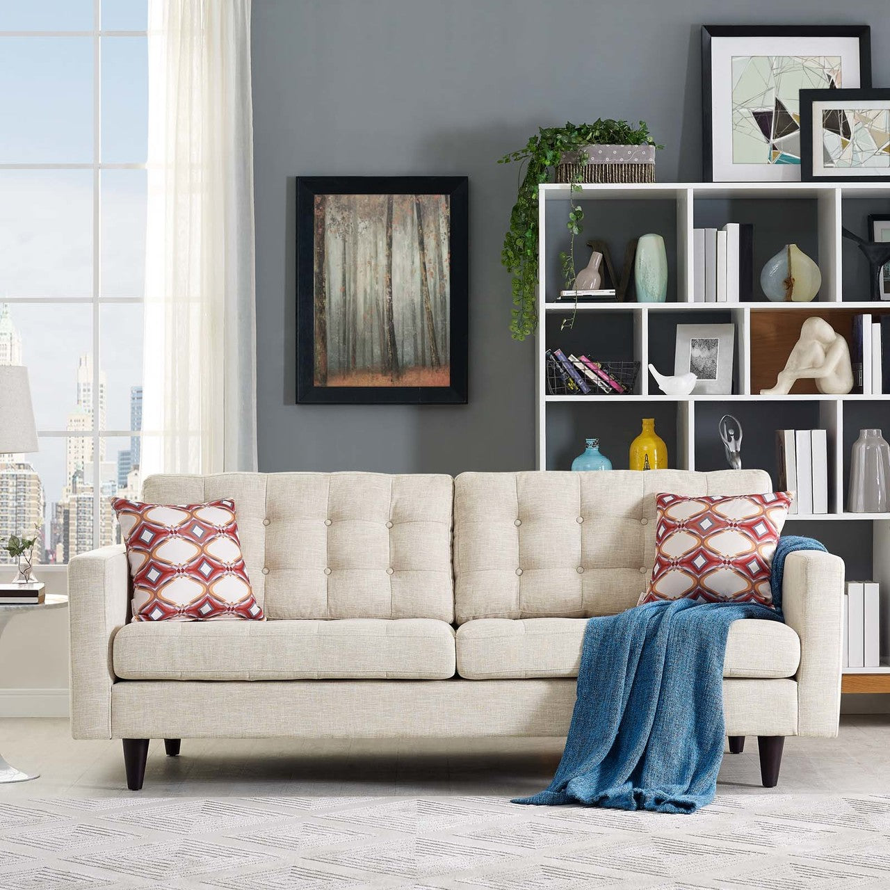 Empress Upholstered Fabric Sofa, Fabric, Beige 13214