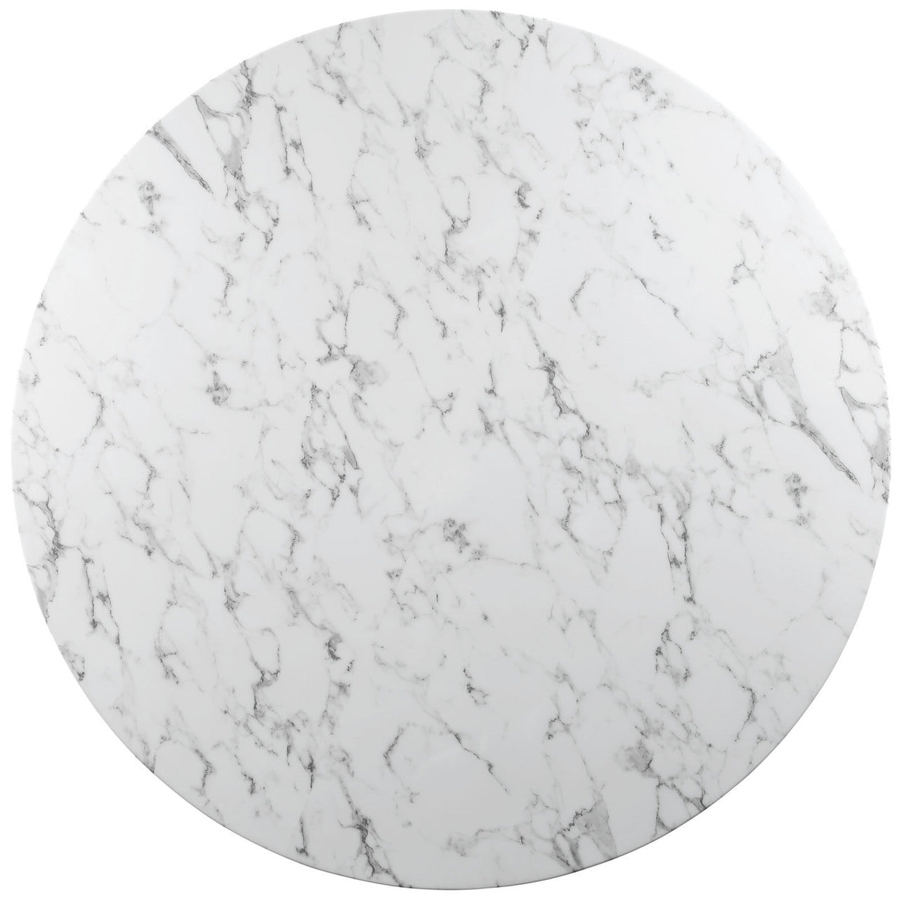 Lippa 54" Artificial Marble Dining Table, White Metal