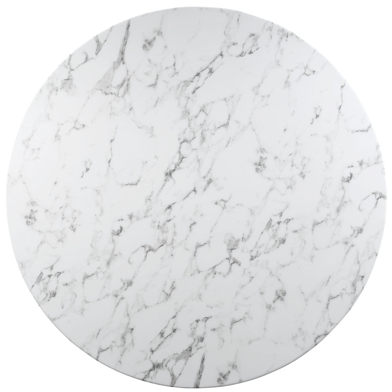 Lippa 60" Artificial Marble Dining Table, White Metal