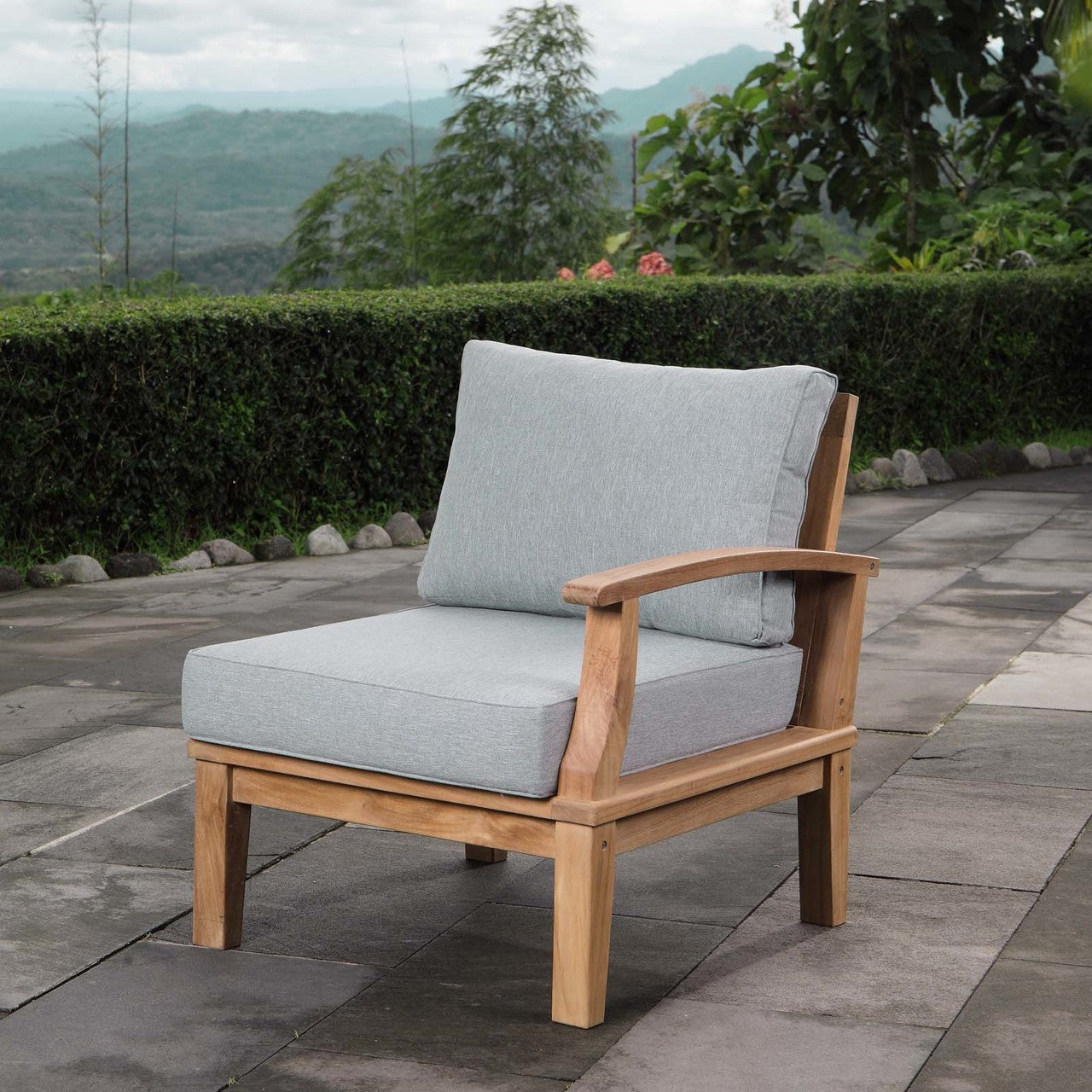 Marina Outdoor Patio Teak Left-Facing Sofa, Wood, Grey Gray Natural 13227