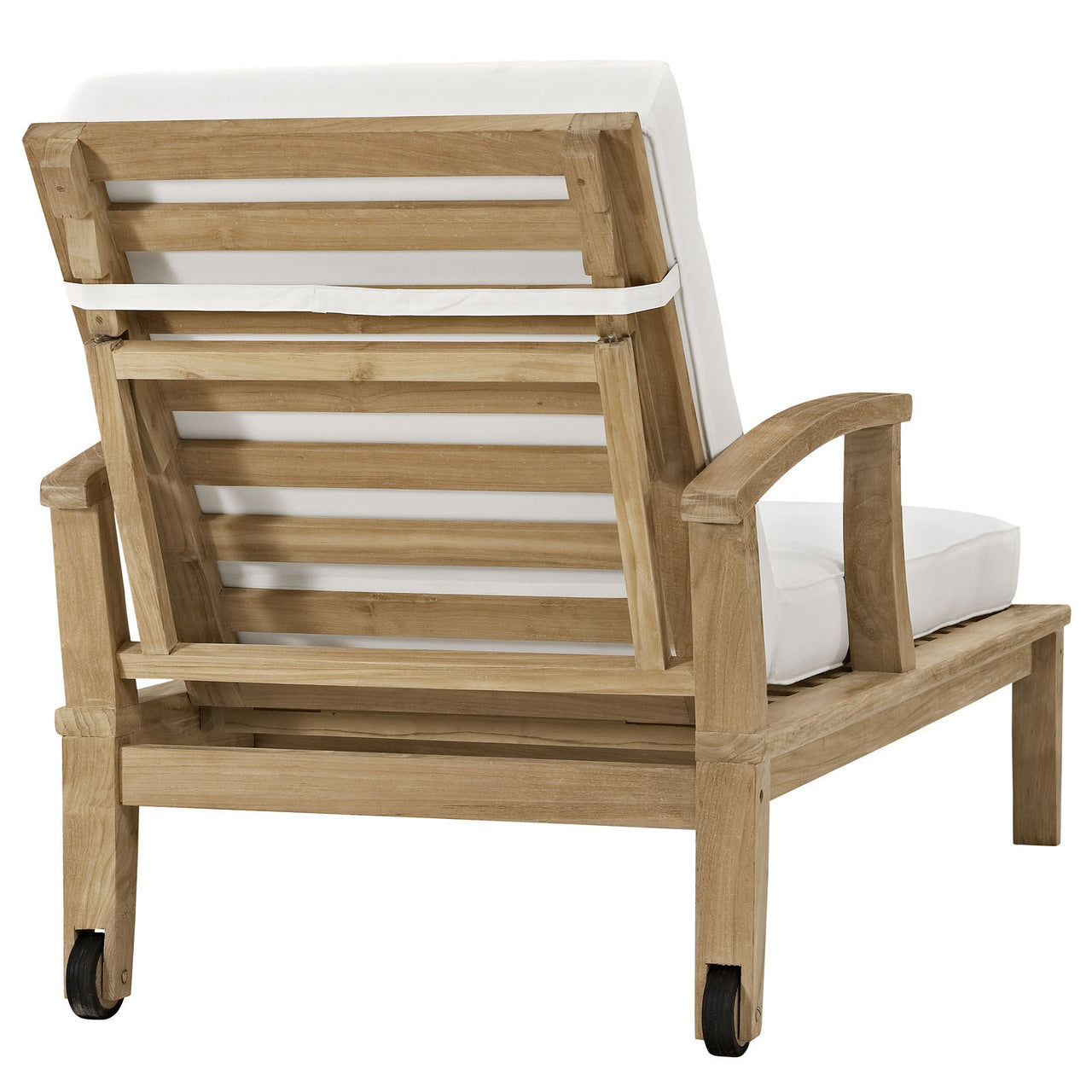 Marina Outdoor Patio Teak Single Chaise, White Wood
