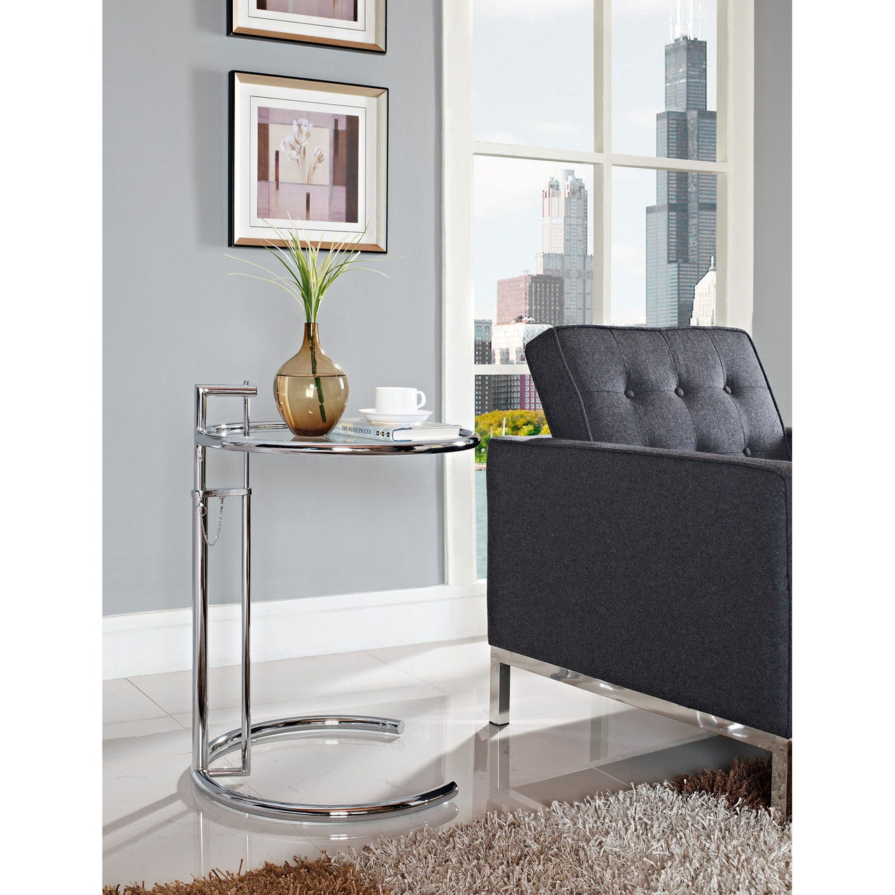 Eileen Gray Side Table in Silver