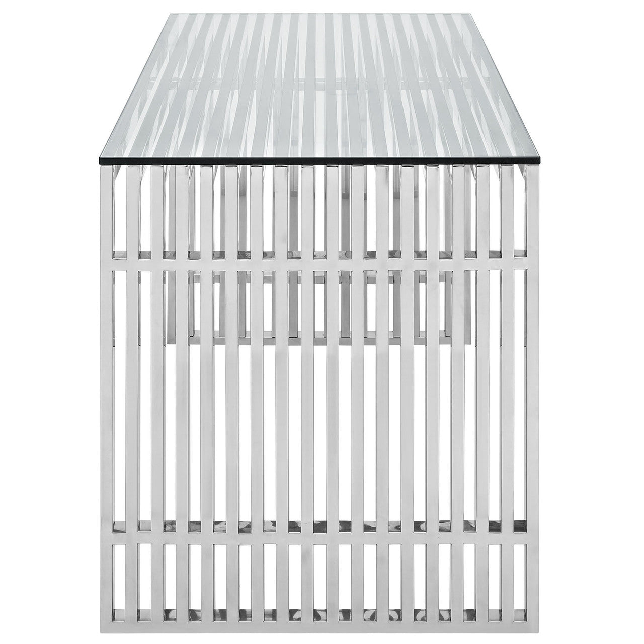 Gridiron Stainless Steel Desk, Silver Metal
