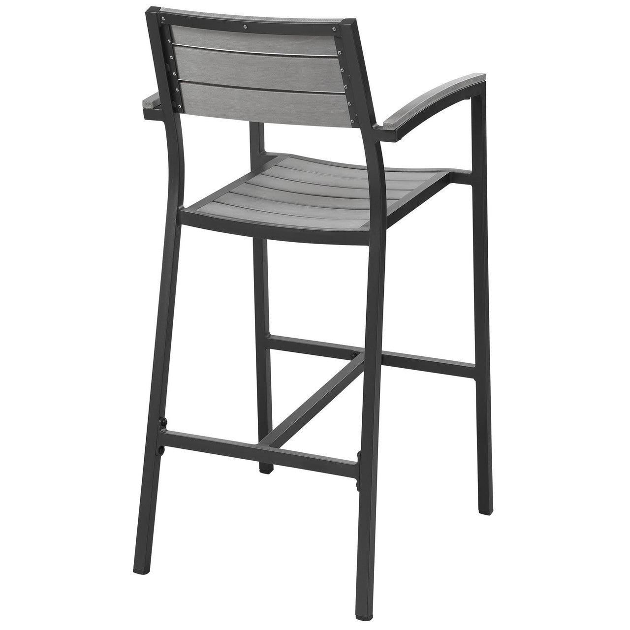 Maine Outdoor Patio Bar Stool, Brown Grey Steel