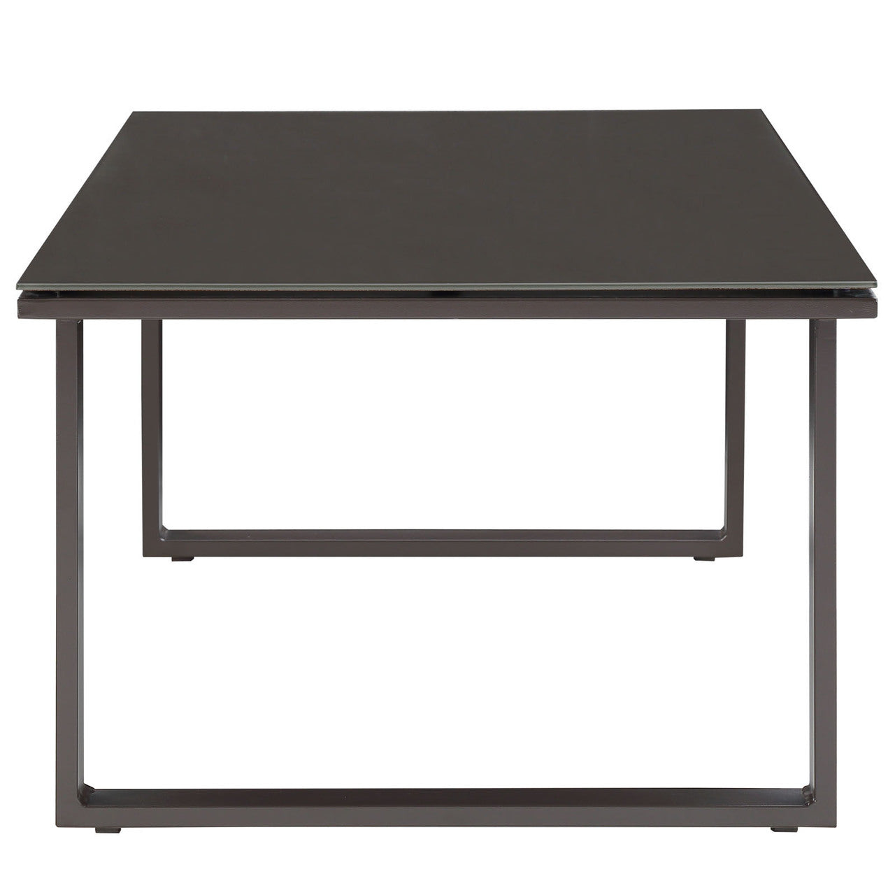 Fortuna Outdoor Patio Coffee Table, Brown Steel Glass