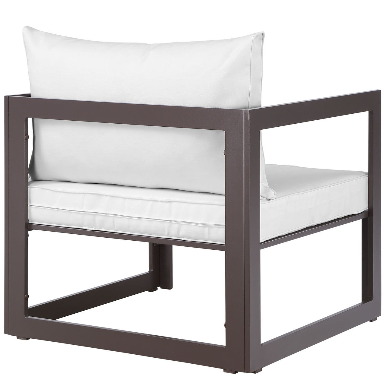 Fortuna Outdoor Patio Armchair, Brown White Fabric Steel