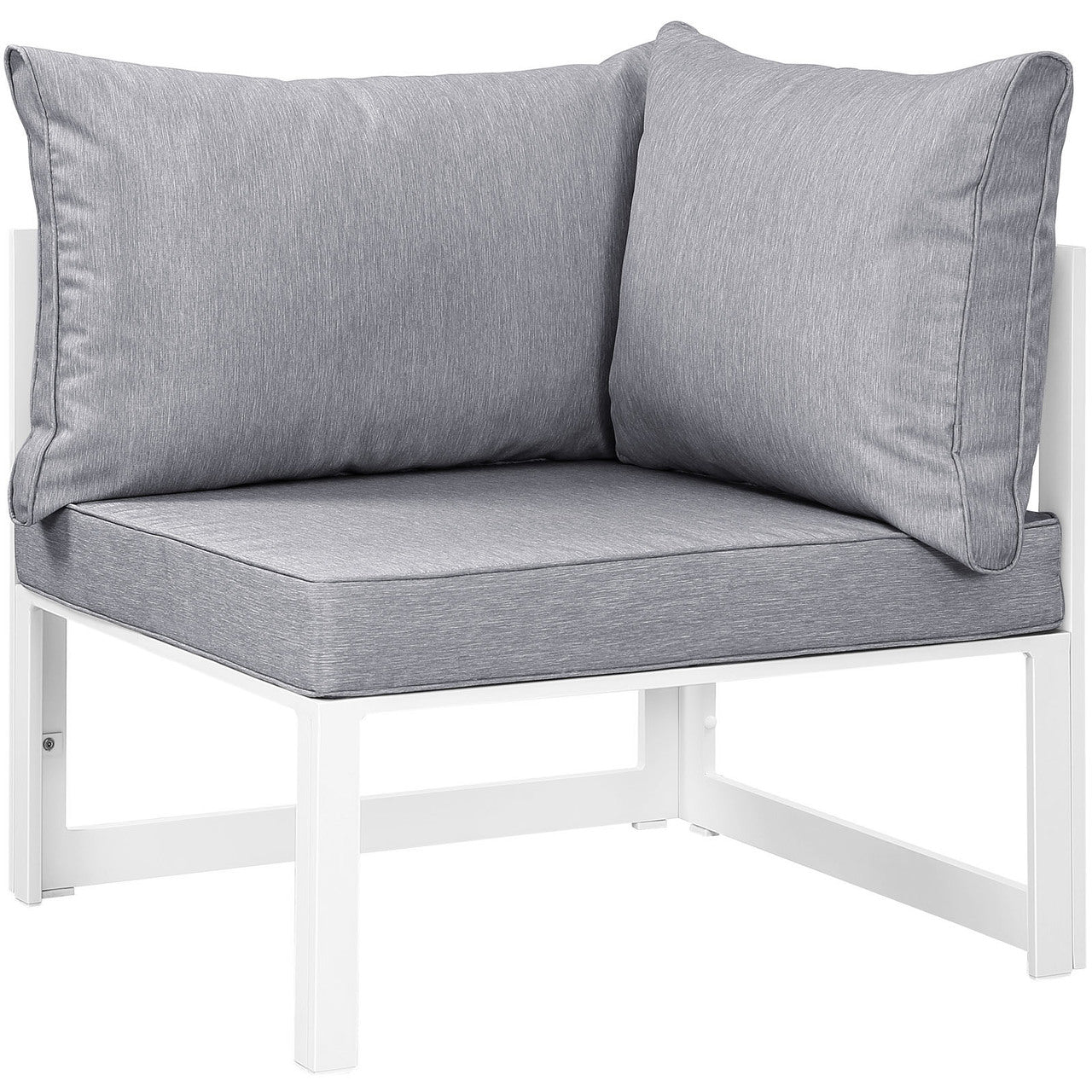 Fortuna Corner Outdoor Patio Armchair, White Grey Fabric Steel