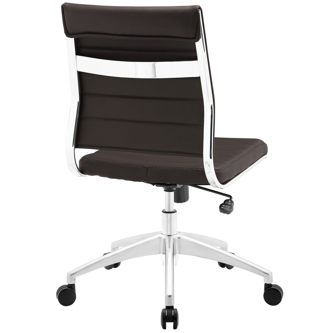Jive Armless Mid Back Office Chair, Brown Faux Leather