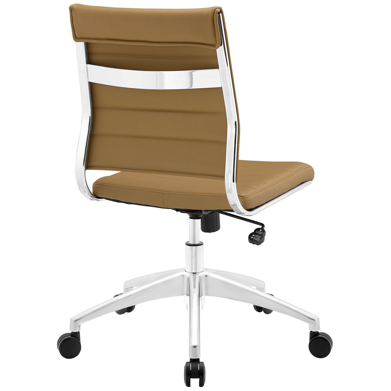 Jive Armless Mid Back Office Chair, Tan Faux Leather