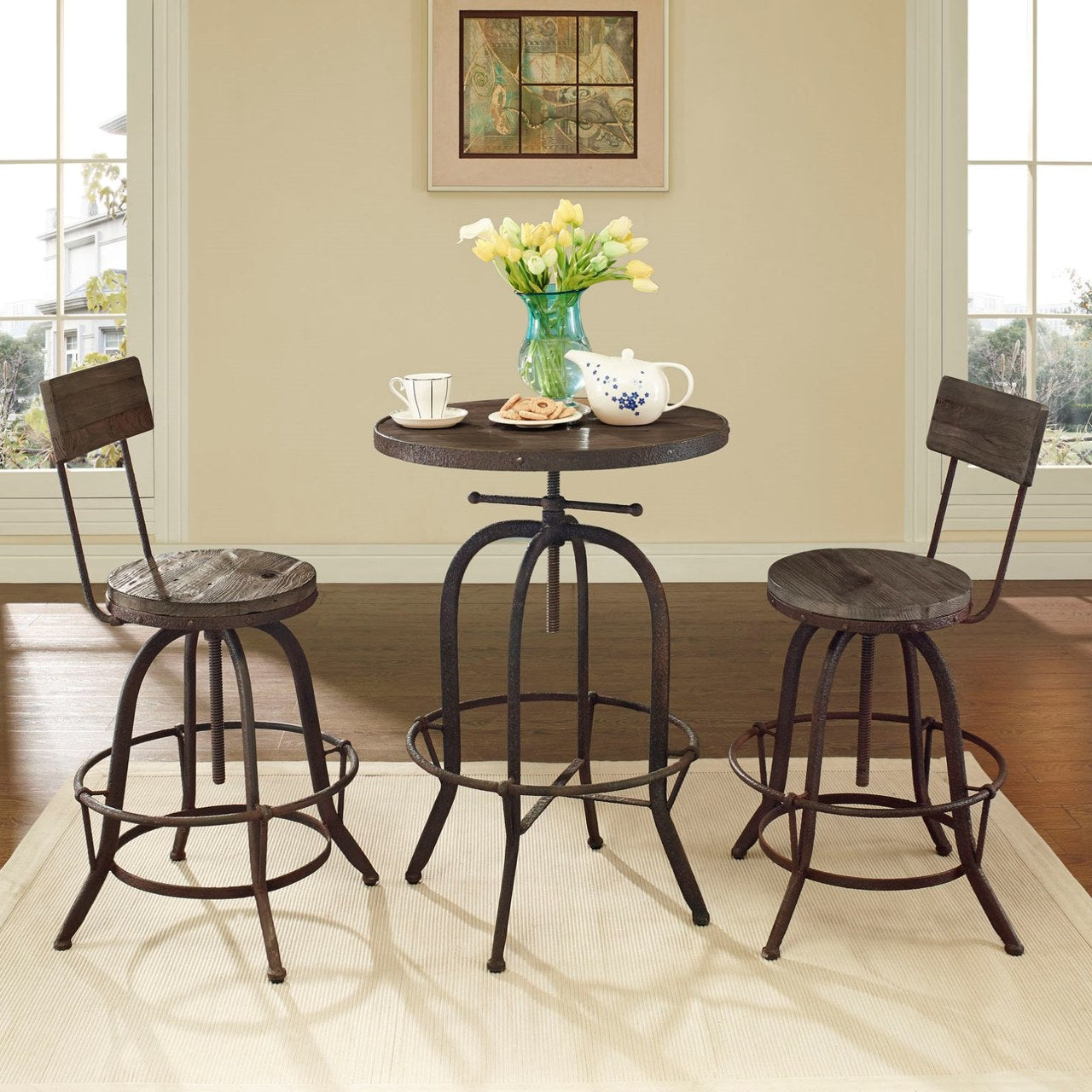 Gather Dining Chairs and Table Set, Brown, Metal 9637