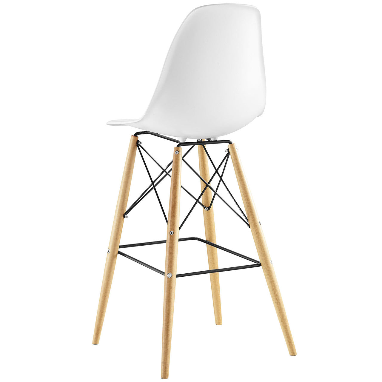 Pyramid Bar Stool , White, Plastic, Steel