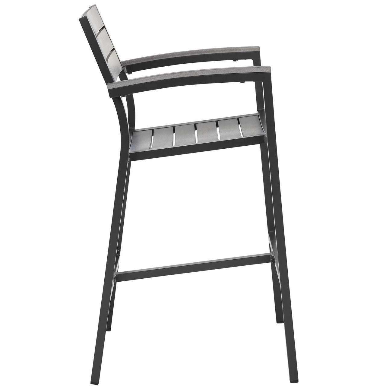 Maine Bar Stool Outdoor Patio Set of 2, Brown Grey Steel