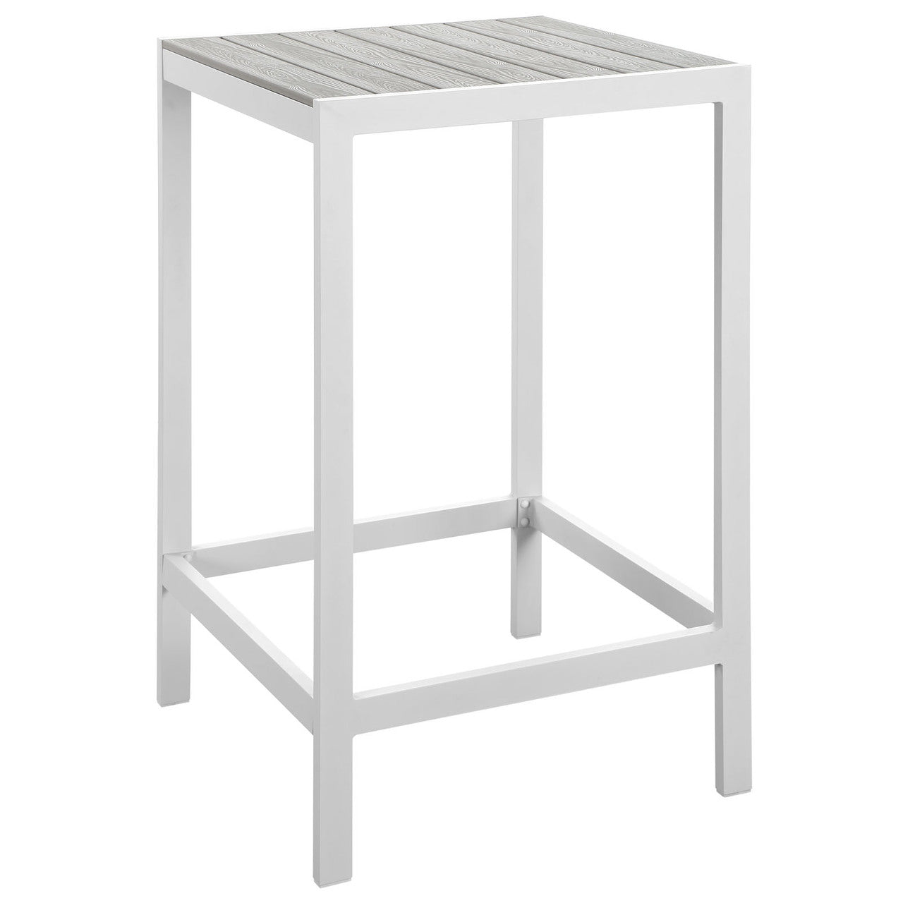 Maine 3 Piece Outdoor Patio Dining Set, White Light Grey, Steel