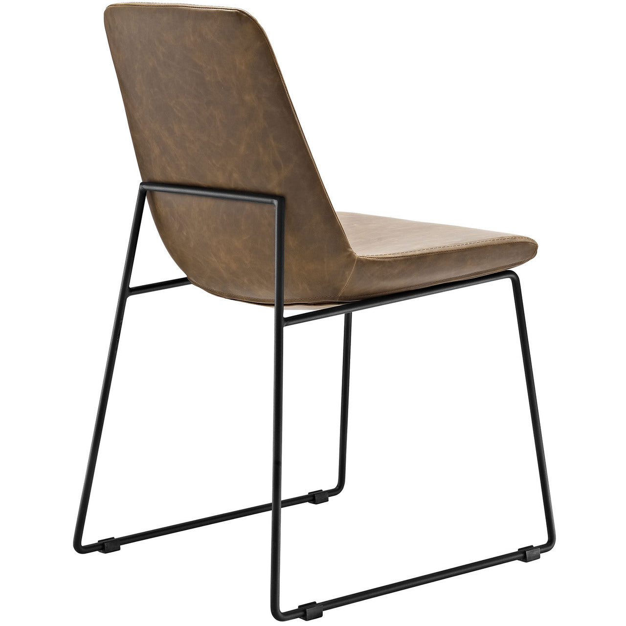 Invite Dining Vinyl Side Chair, Brown, Vinyl Leather