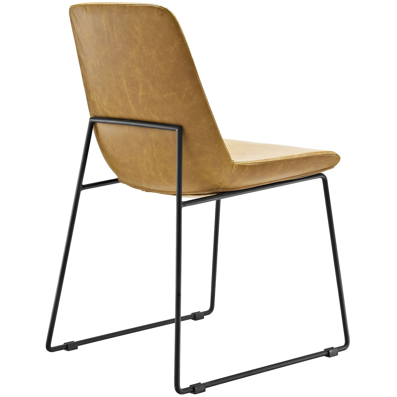 Invite Dining Vinyl Side Chair, Vinyl Leather, Brown