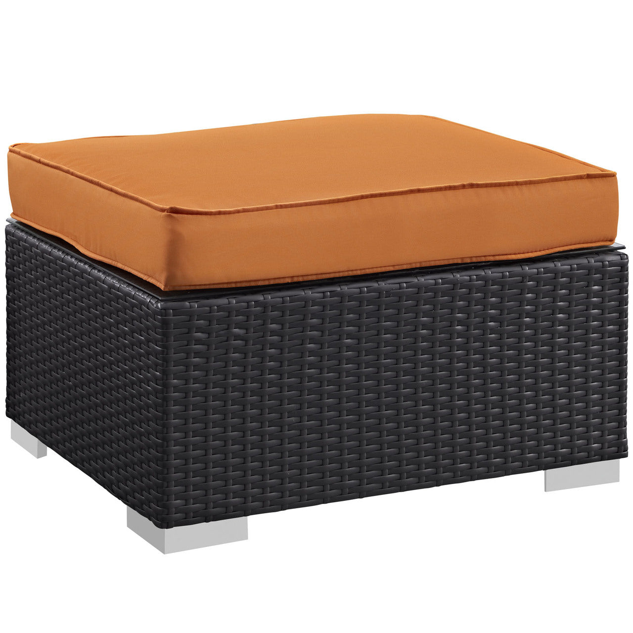 Convene Five PCS Outdoor Patio Sectional Set, Orange, Fabric, Synthetic Rattan