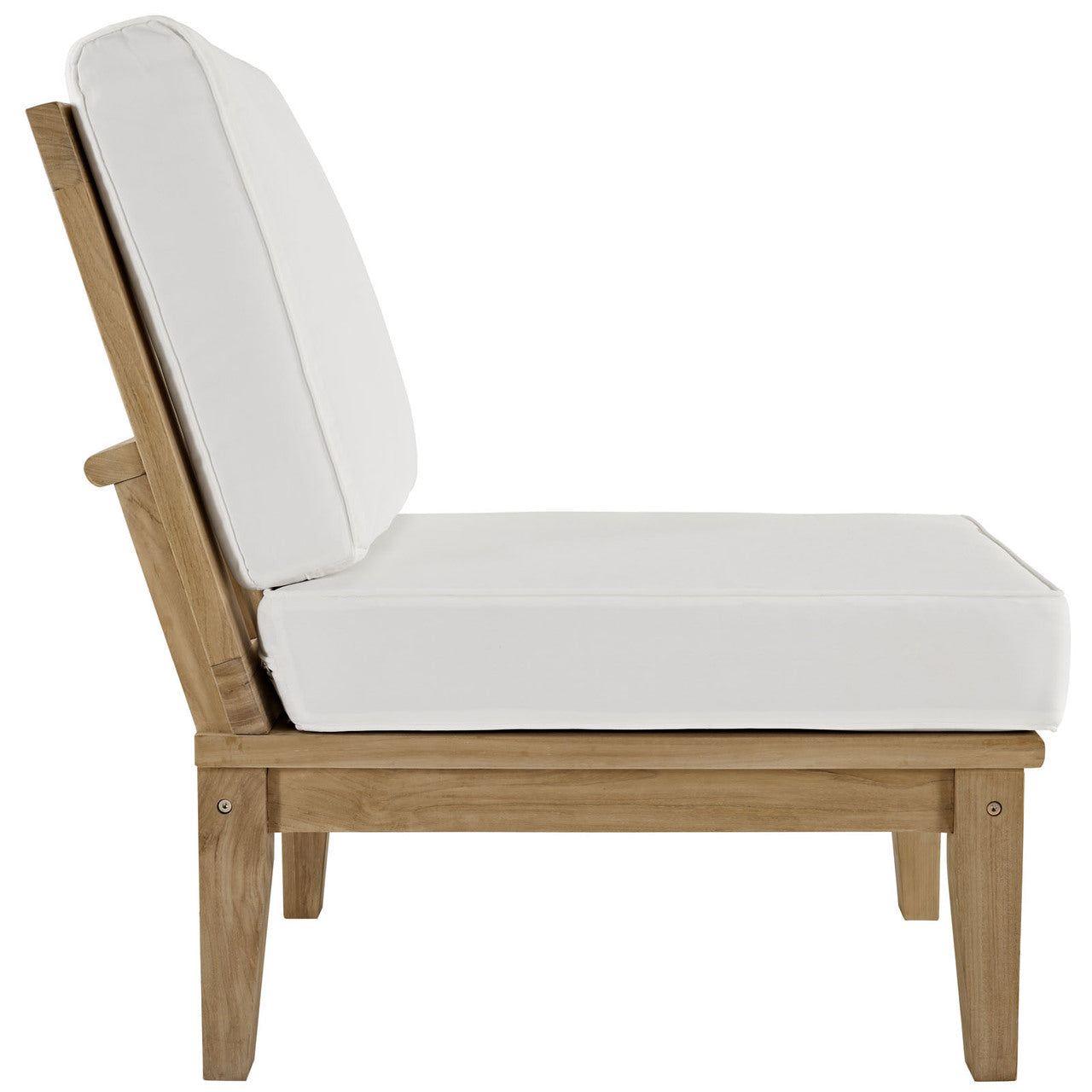 Marina Two PCS Outdoor Patio Teak Sofa Set, Wood, Fabric, White