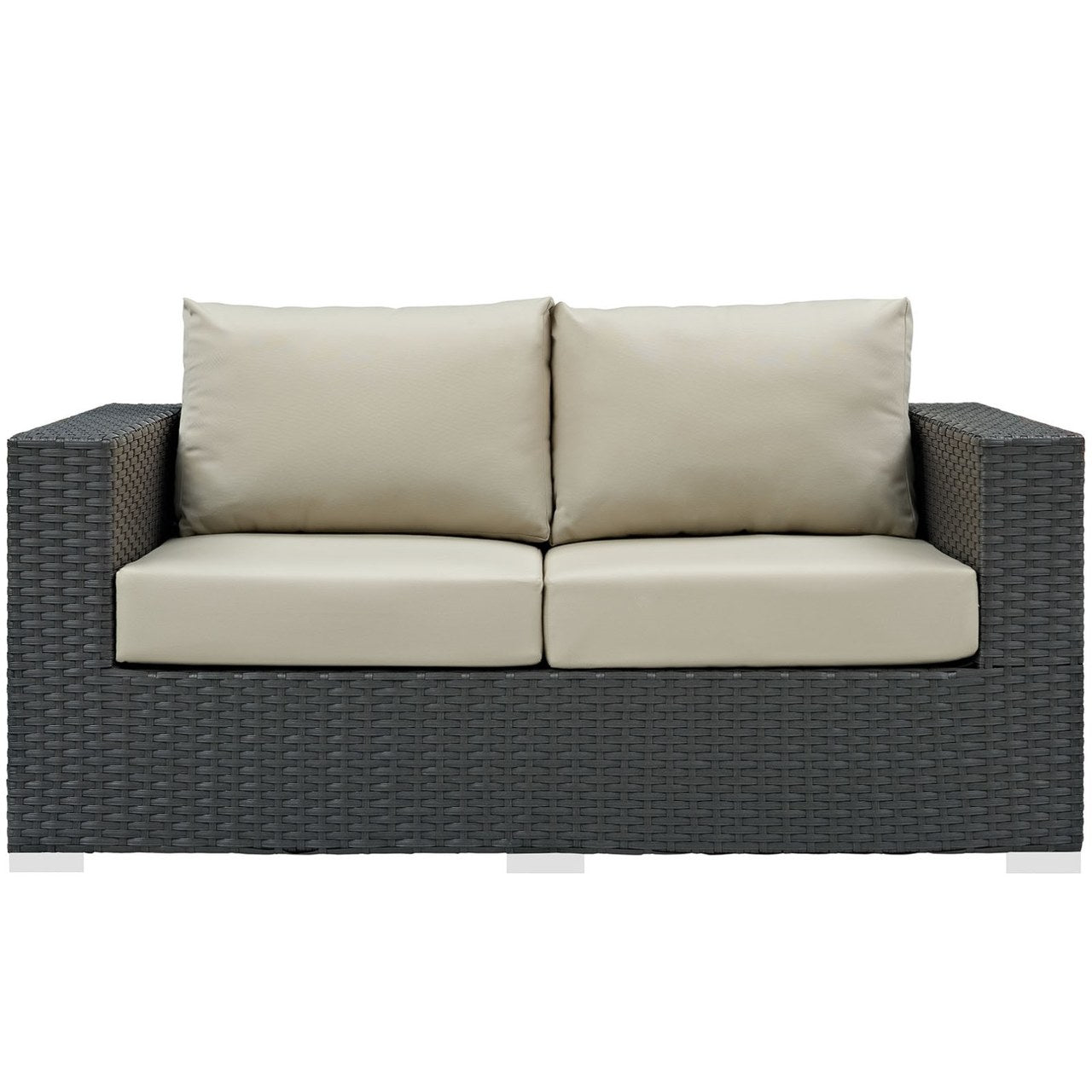 Sojourn Outdoor Patio Sunbrella Loveseat, Beige, Rattan 9731