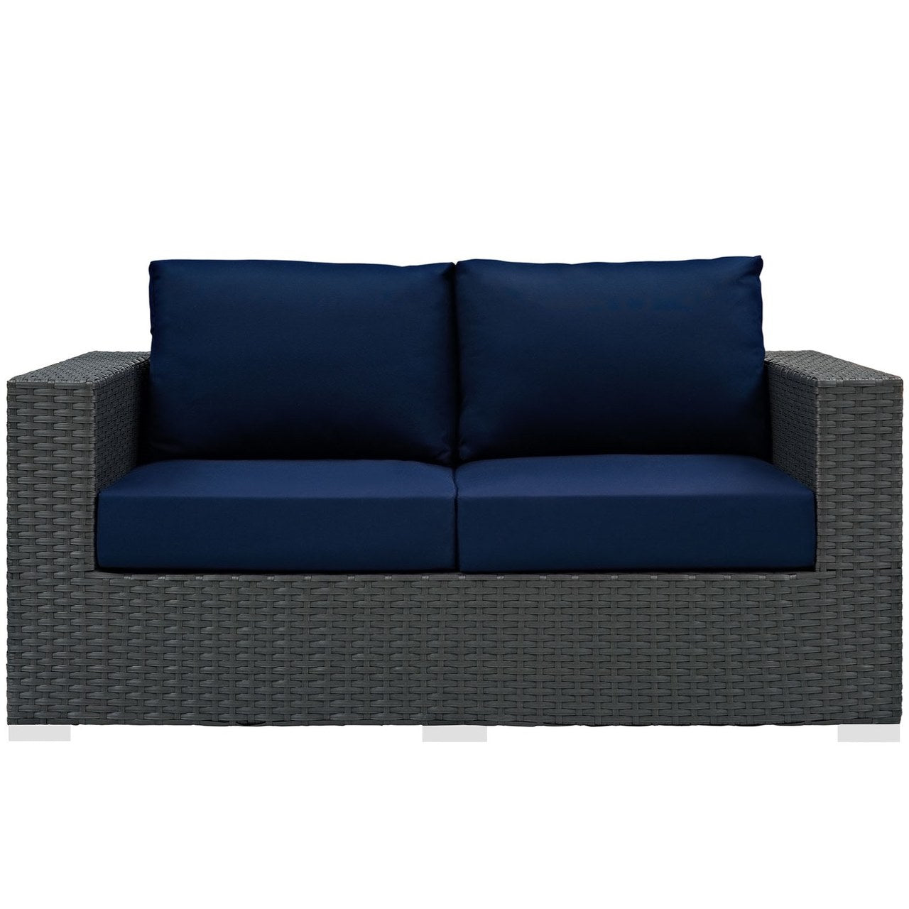 Sojourn Outdoor Patio Sunbrella Loveseat, Navy, Rattan 9732