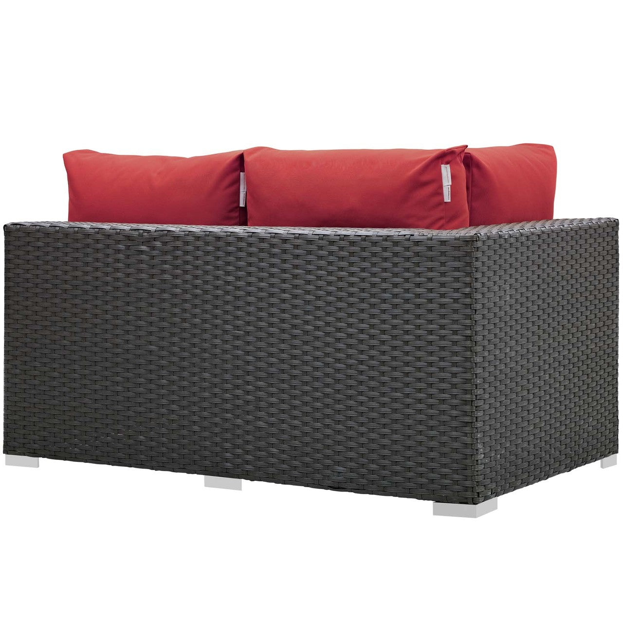 Sojourn Outdoor Patio Sunbrella® Right Arm Loveseat, Sunbrella Rattan Wicker, Red 13349