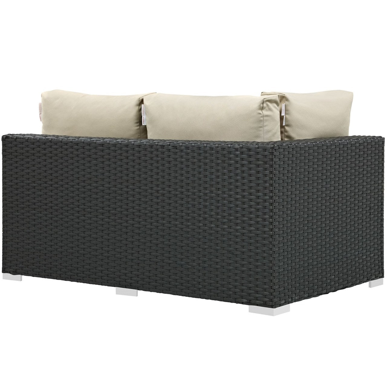 Sojourn Outdoor Patio Sunbrella Left Arm Loveseat, Beige, Rattan 9746
