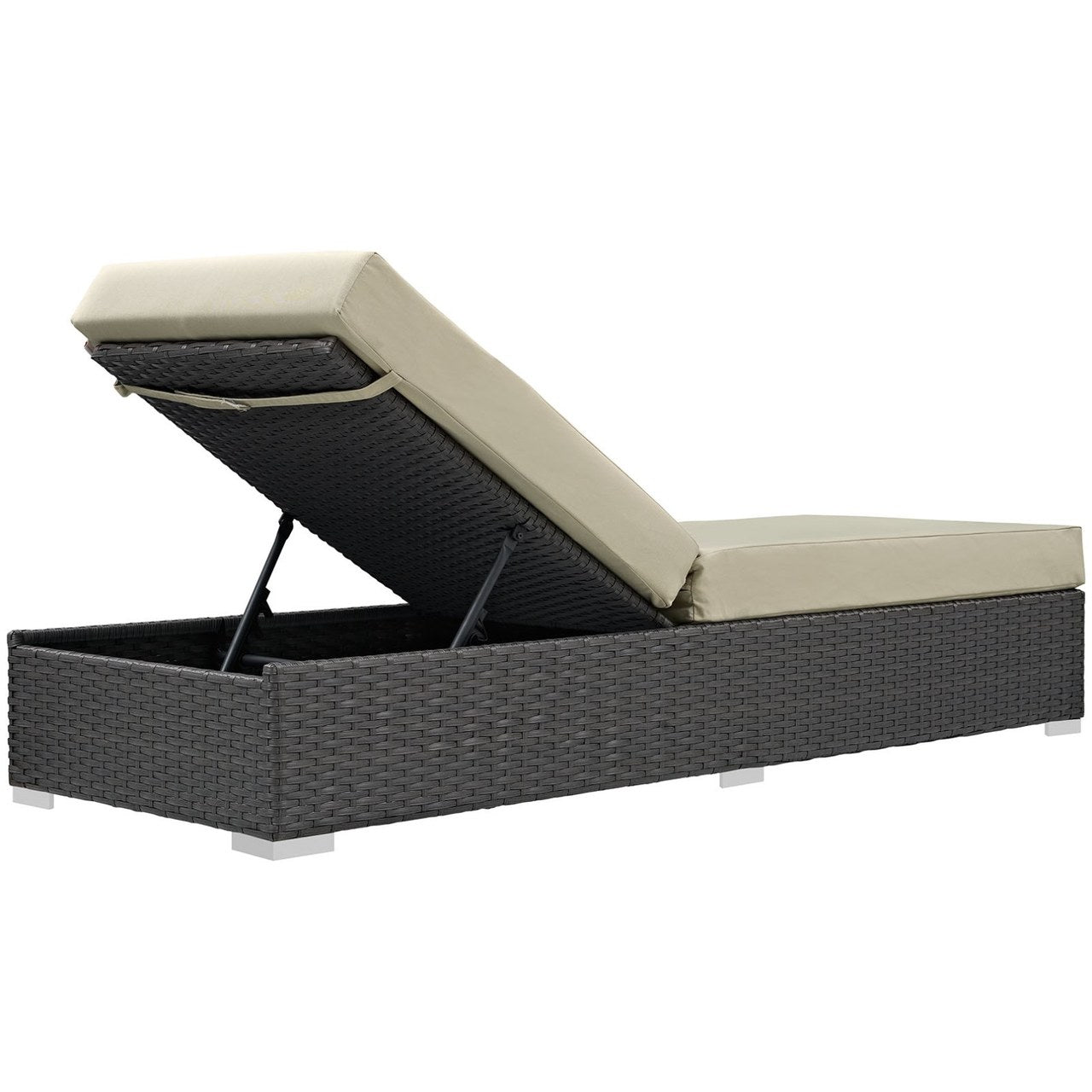 Sojourn Outdoor Patio Sunbrella Chaise Lounge, Beige, Rattan 9758