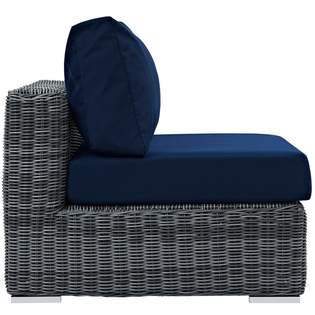 Summon Outdoor Patio Sunbrella Armless, Navy, Rattan 9769