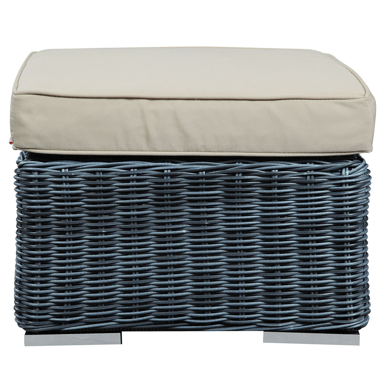 Summon Outdoor Patio Ottoman, Beige, Fabric, Synthetic Rattan