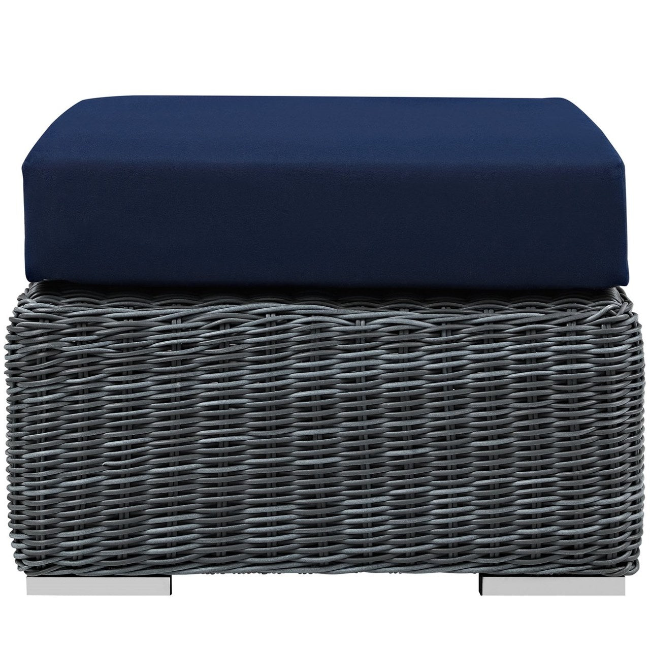 Summon Outdoor Patio Sunbrella Ottoman, Navy, Rattan 9771