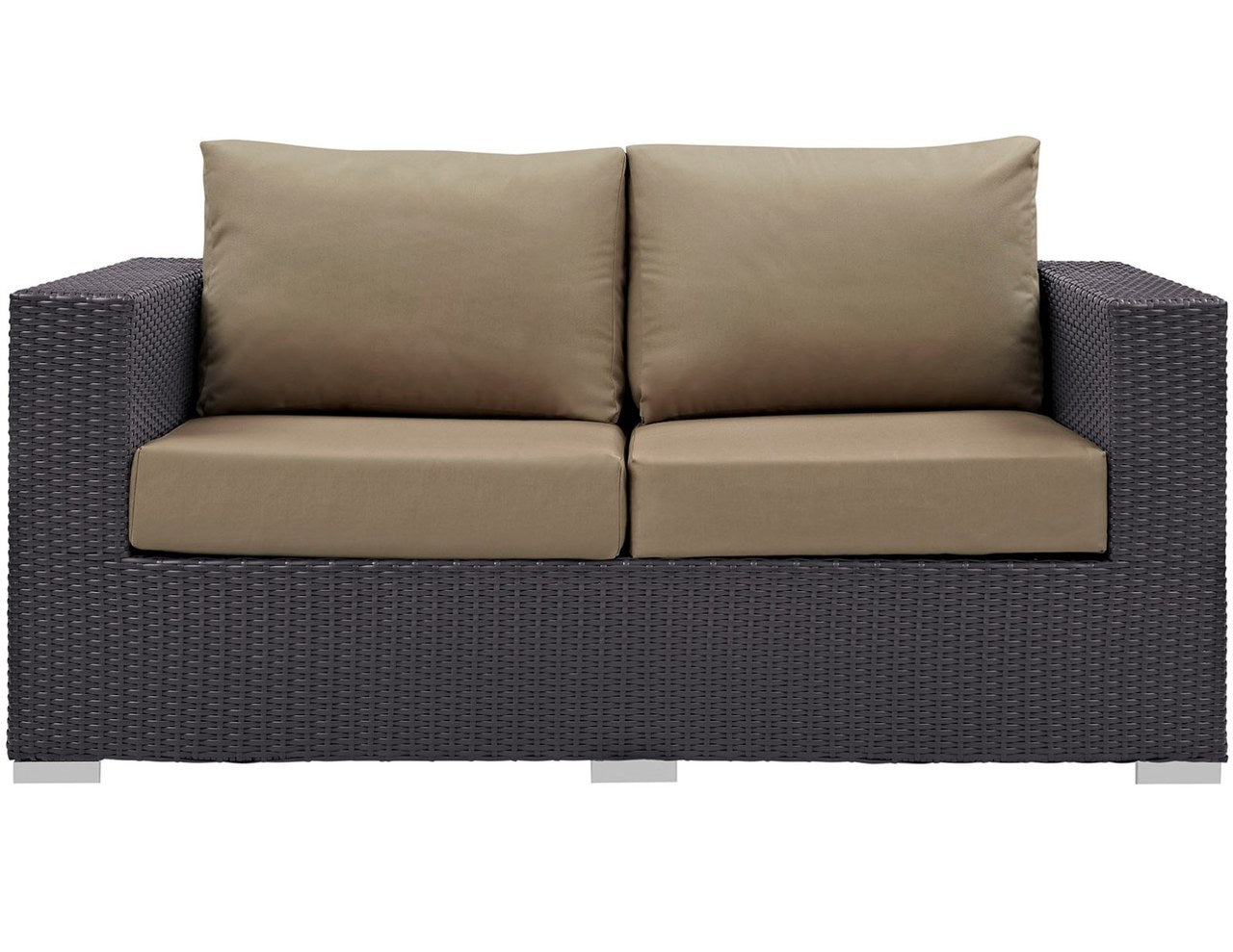 Convene Outdoor Patio Loveseat, Brown, Rattan 9877