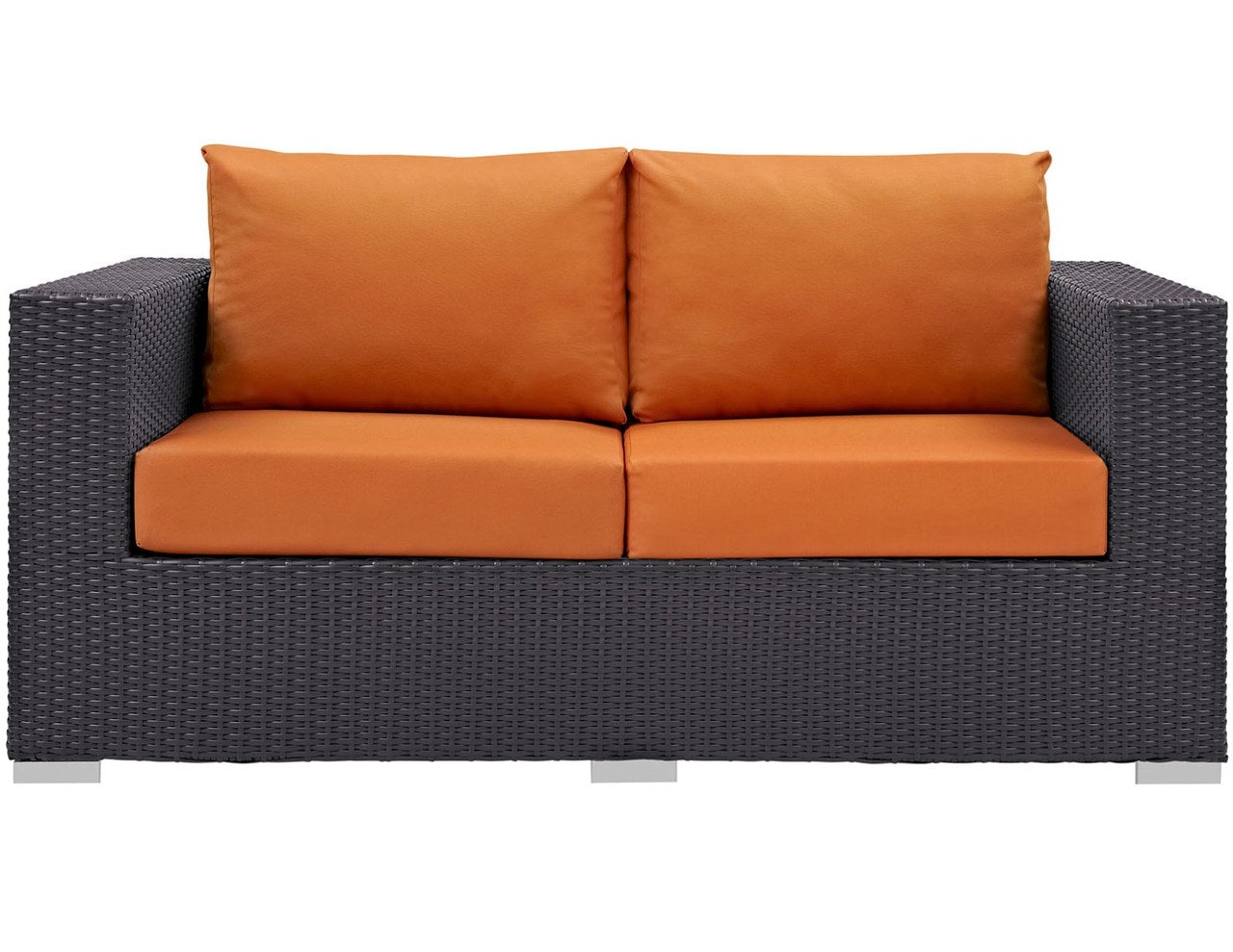 Convene Outdoor Patio Loveseat, Orange, Rattan 9878