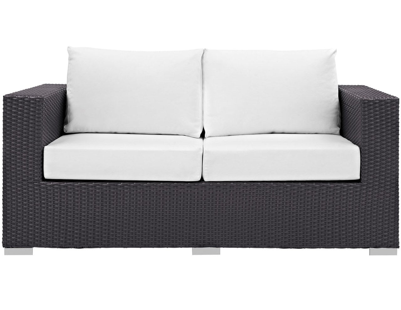 Convene Outdoor Patio Loveseat, White, Rattan 9882