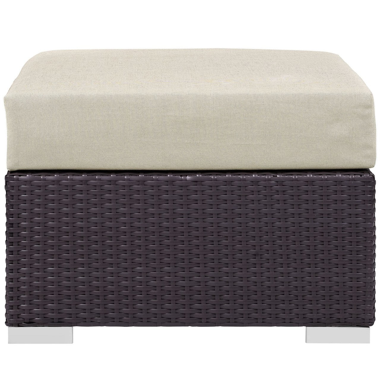 Convene Outdoor Patio Fabric Square Ottoman, Beige, Rattan 9892