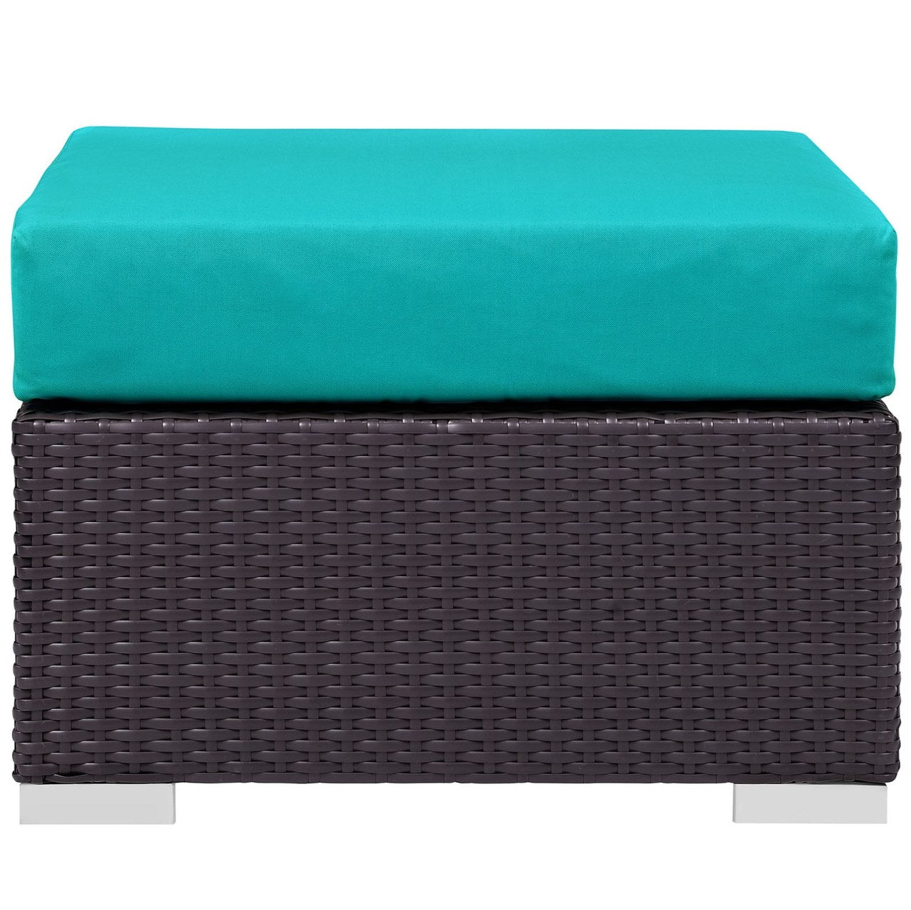 Convene Outdoor Patio Fabric Square Ottoman, Blue, Rattan 9897
