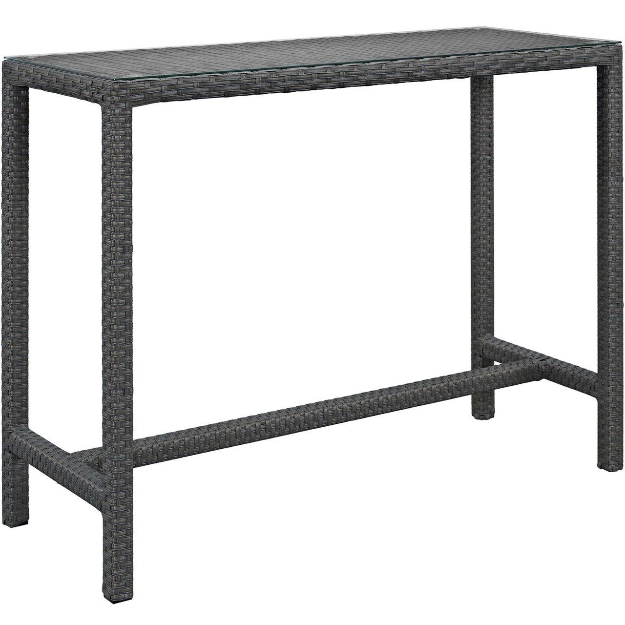 Sojourn Large Outdoor Patio Bar Table, Brown, Rattan 9949