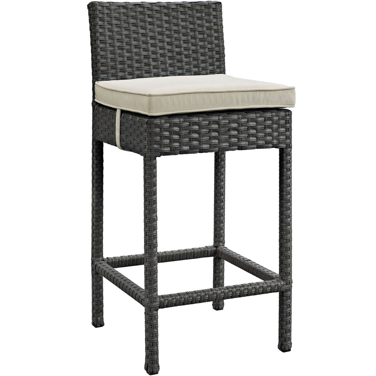 Sojourn Outdoor Patio Sunbrella Bar Stool, Beige, Rattan 9950