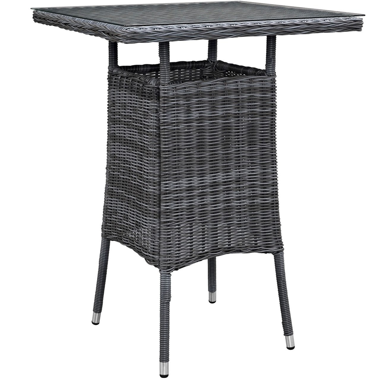 Summon Small Outdoor Patio Bar Table, Grey, Rattan 9984