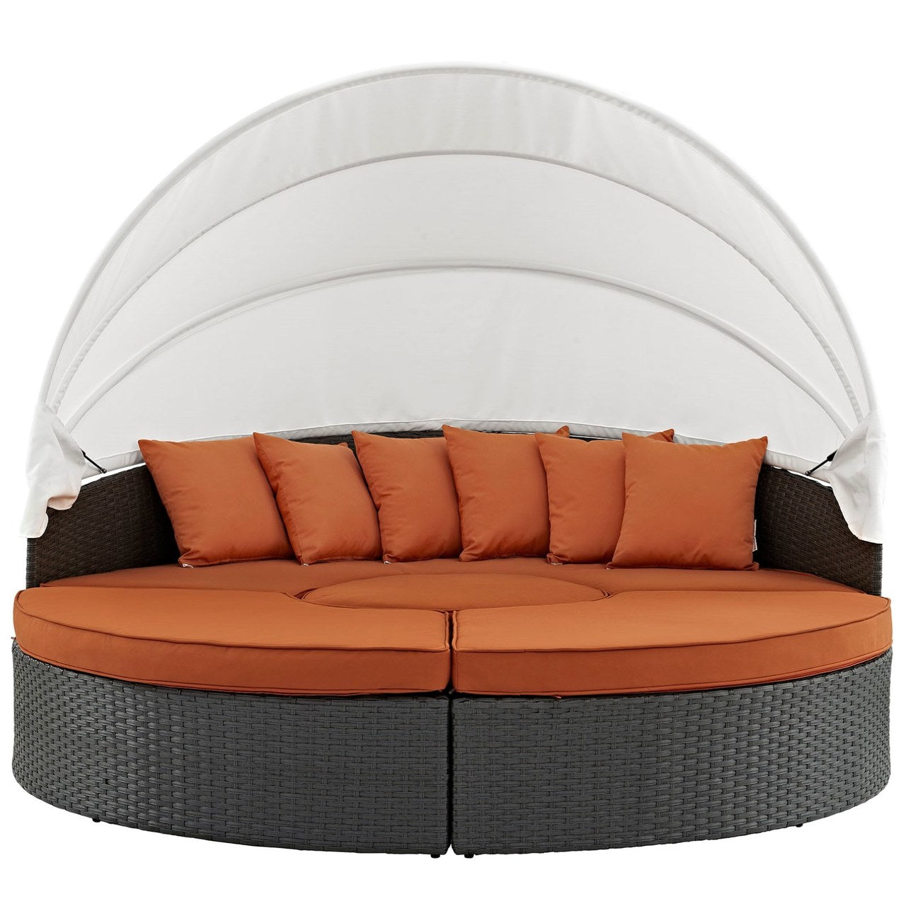 Sojourn Outdoor Patio Sunbrella Daybed, Orange, Rattan 10001