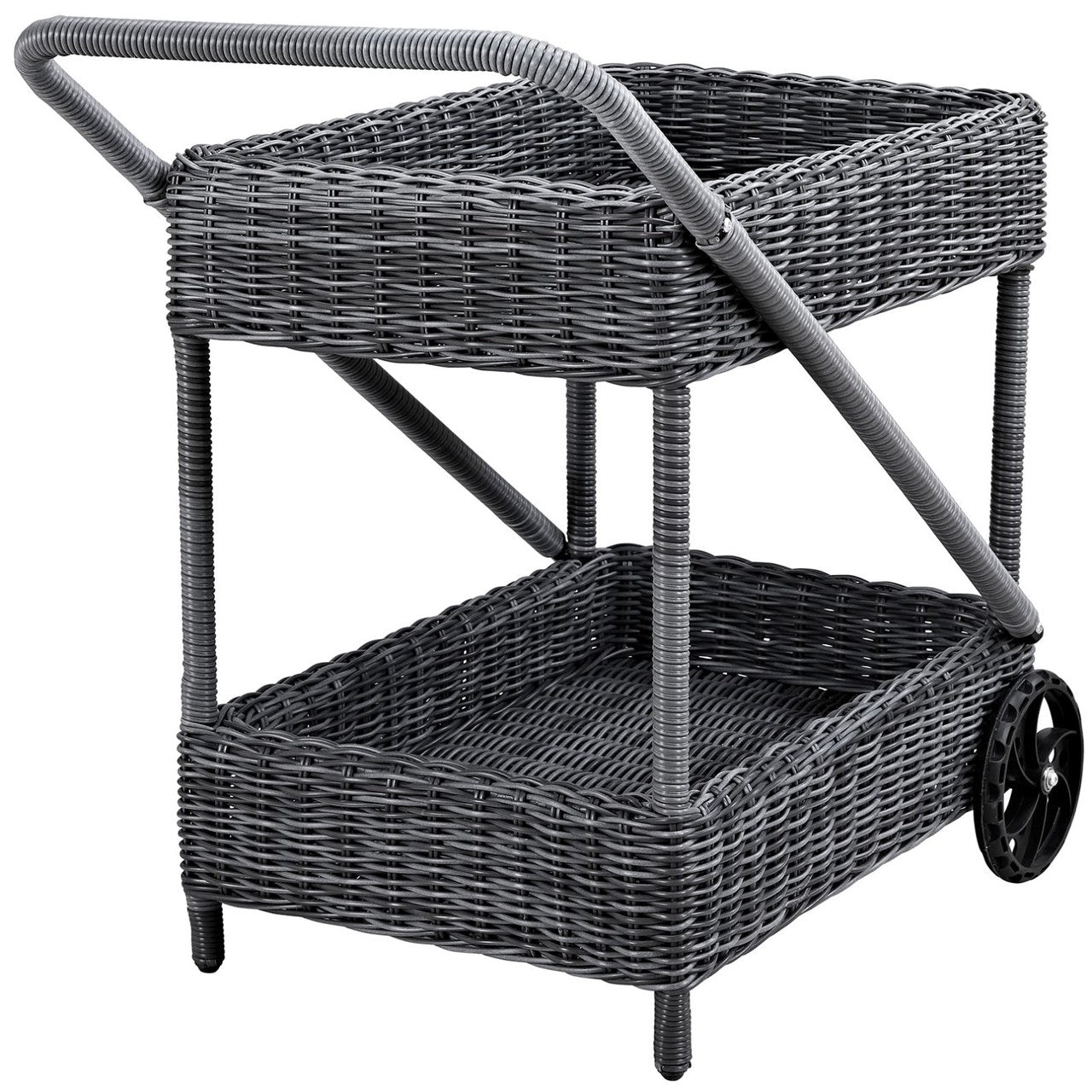 Summon Outdoor Patio Beverage Cart, Grey, Rattan 10002