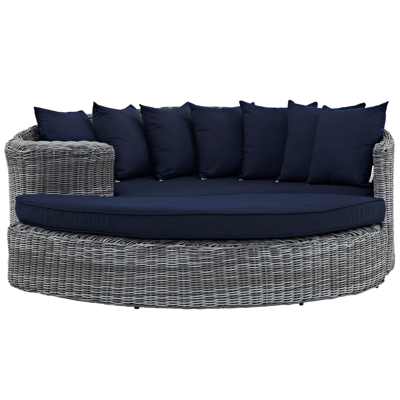 Summon Outdoor Patio Sunbrella Daybed, Navy, Rattan 10005