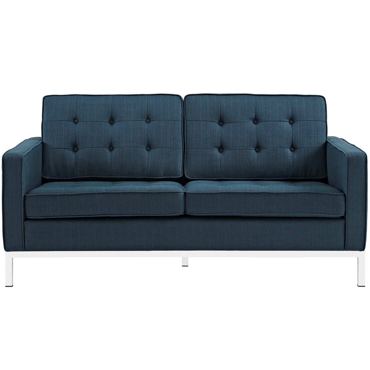 Loft Upholstered Fabric Loveseat, Navy, Fabric 10113