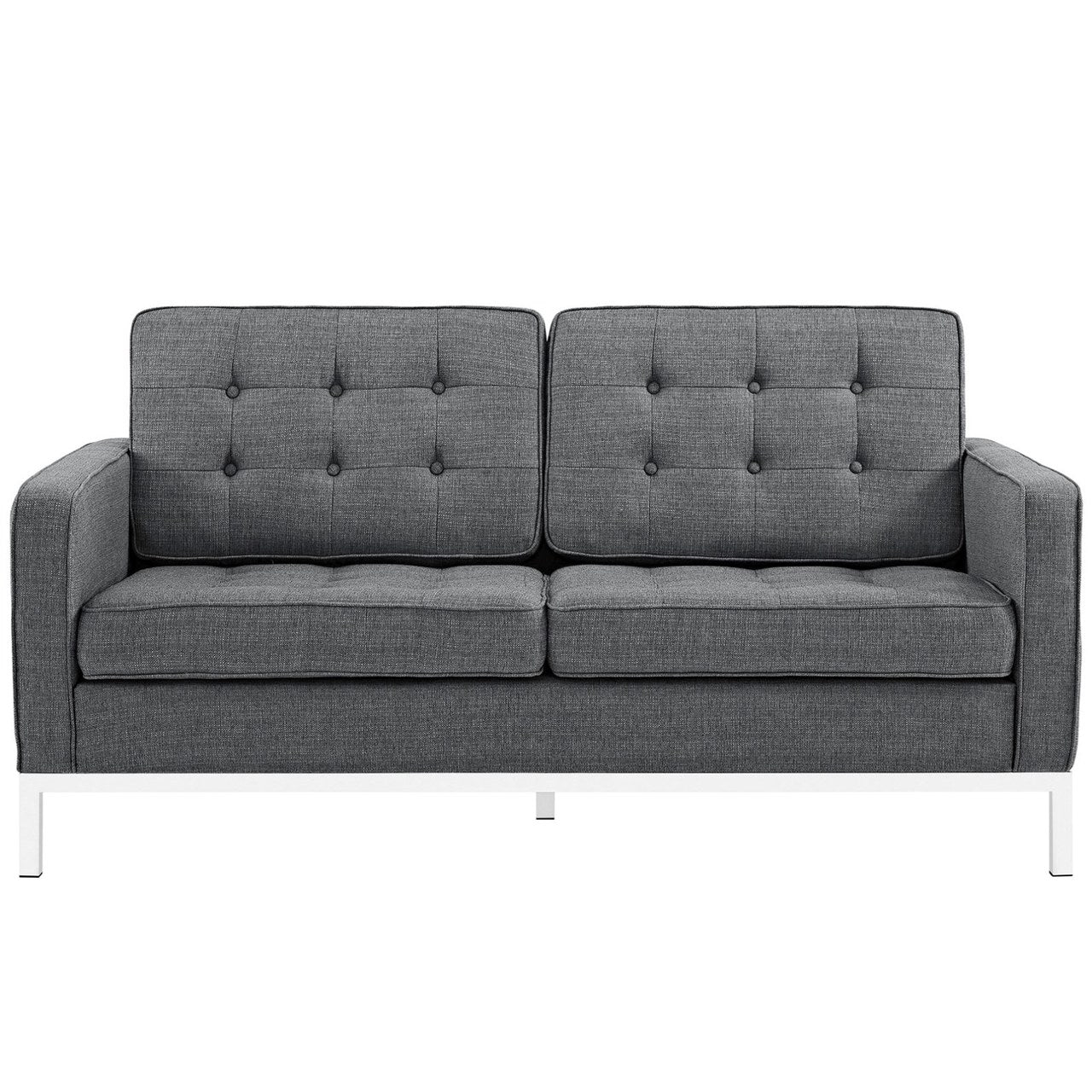 Loft Upholstered Fabric Loveseat, Grey, Fabric 10114
