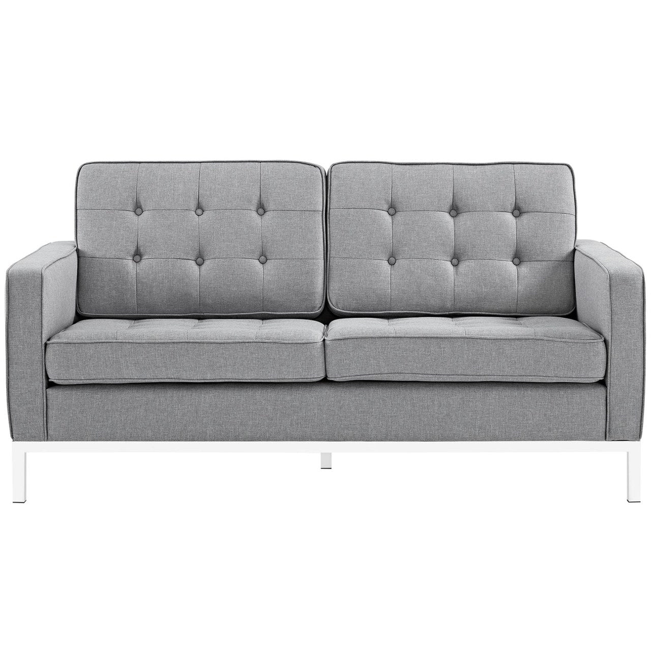 Loft Upholstered Fabric Loveseat, Grey, Fabric 10116
