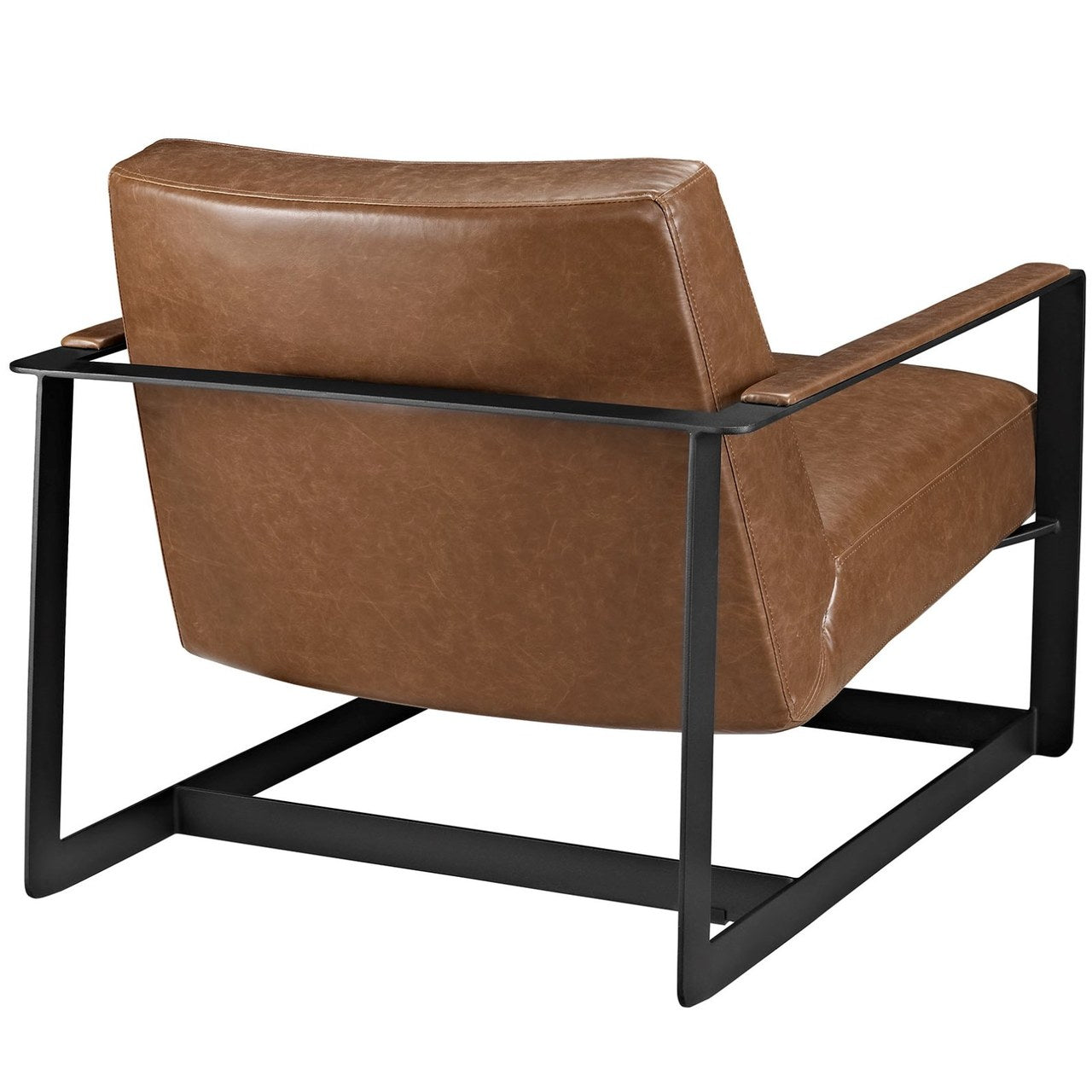 Seg Upholstered Vinyl Accent Chair, Brown, Faux Leather 10142