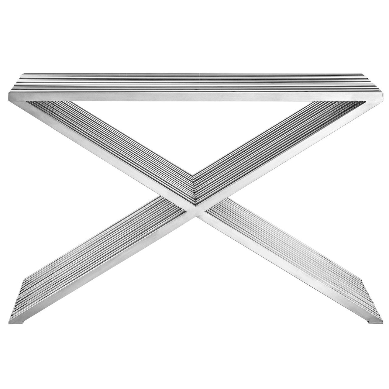 Press Console Table, Silver, Metal 10167
