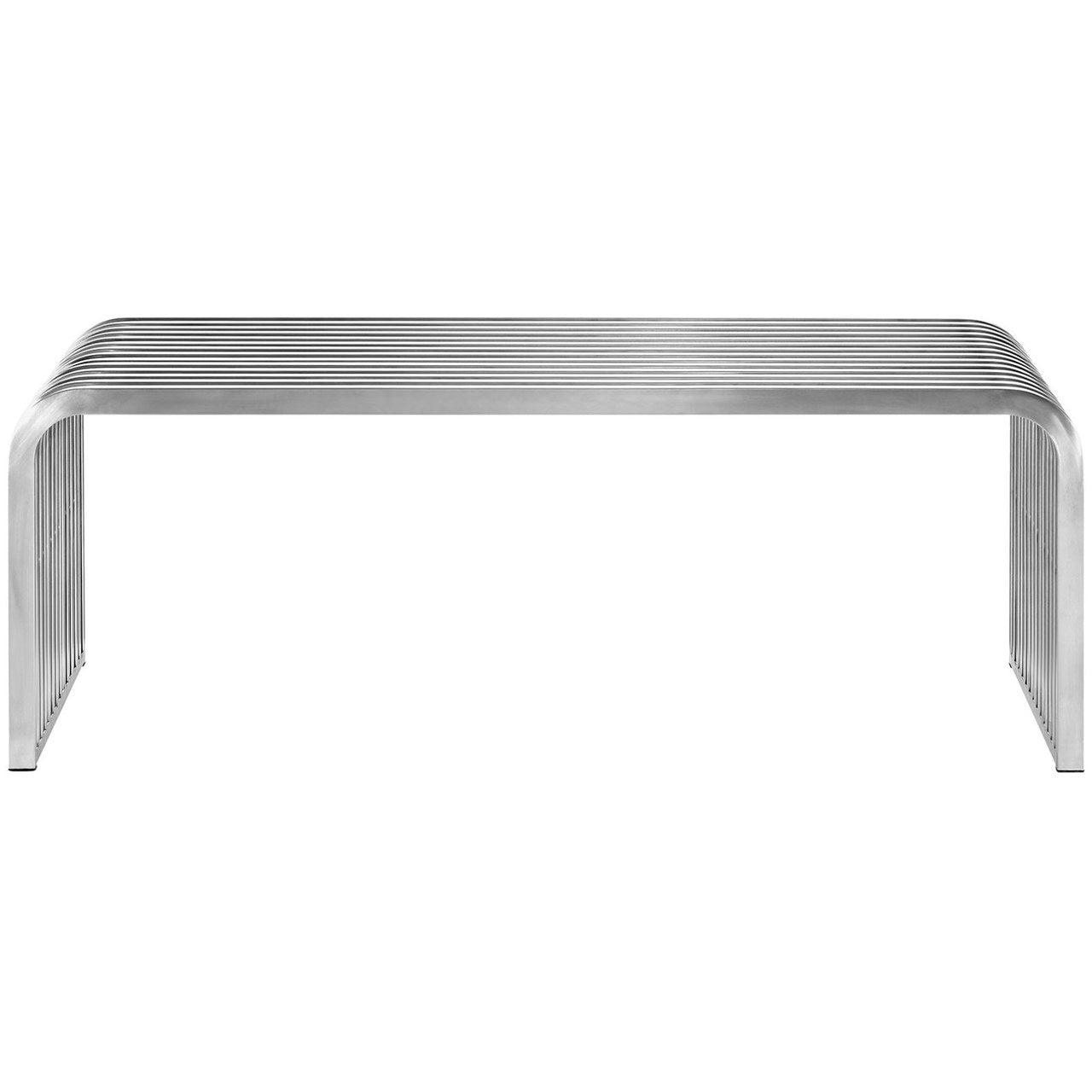 Pipe 47" Stainless Steel Bench, Silver, Metal 10173