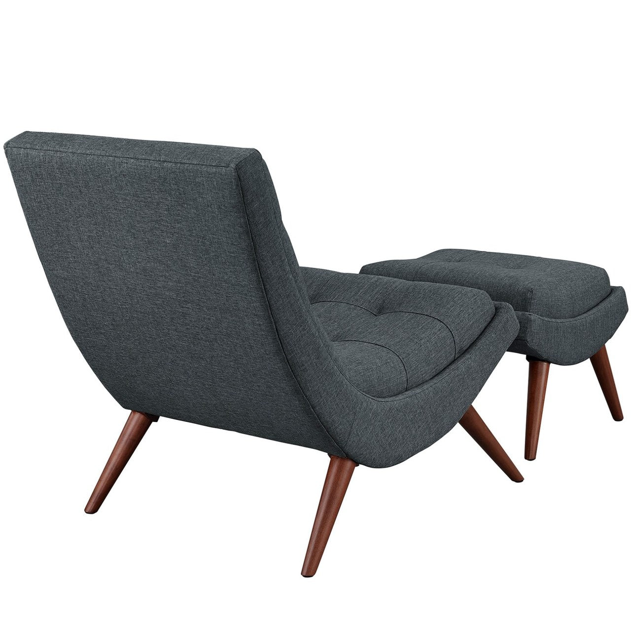 Ramp Upholstered Fabric Lounge Chair Set, Grey, Fabric 10311