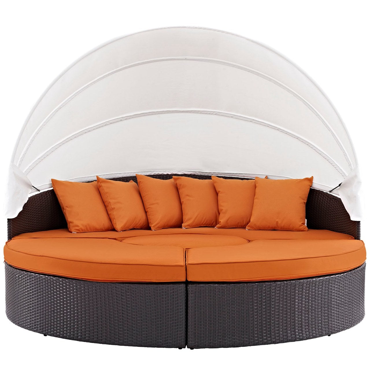 Convene Canopy Outdoor Patio Daybed, Orange, Rattan 10470