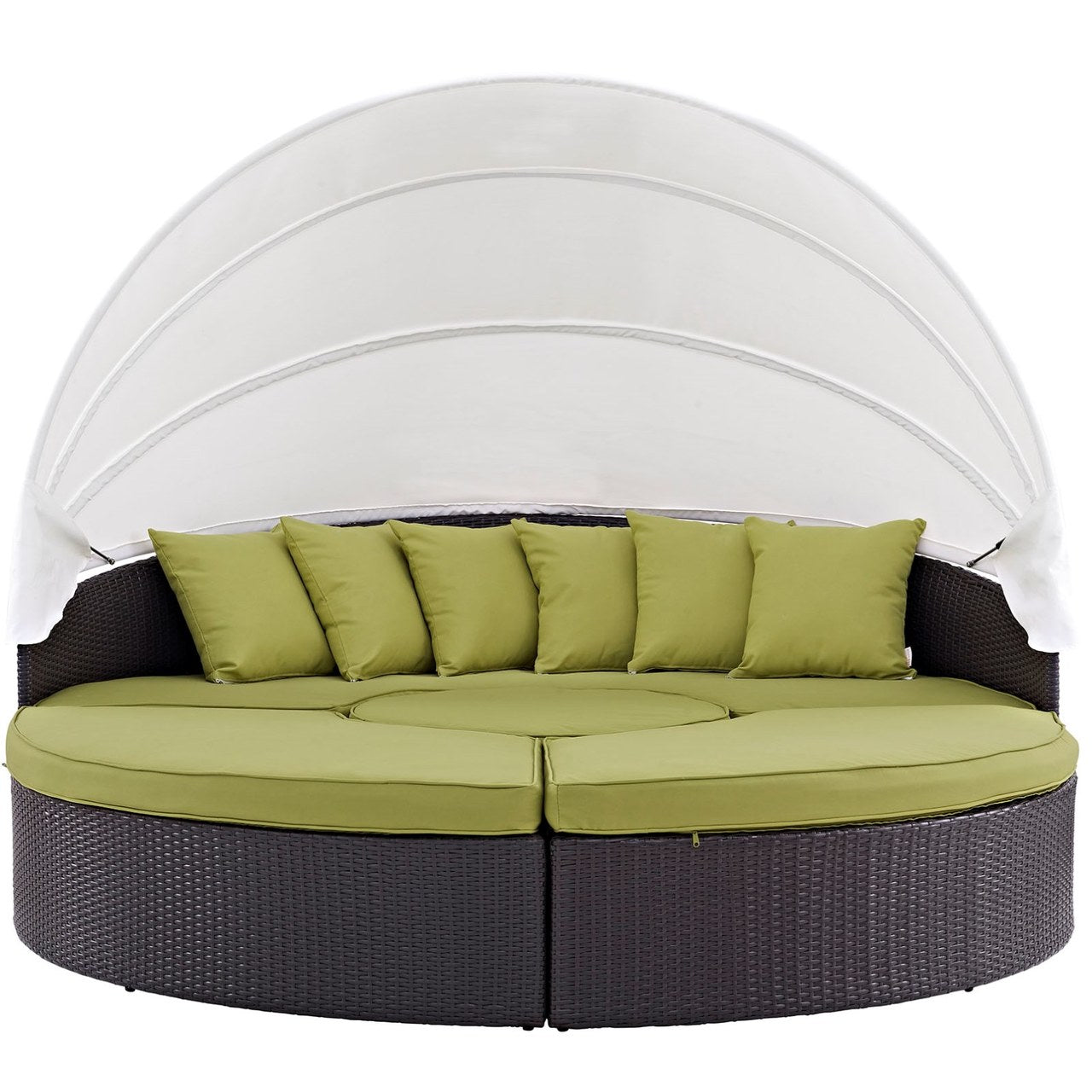 Convene Canopy Outdoor Patio Daybed, Green, Rattan 10471