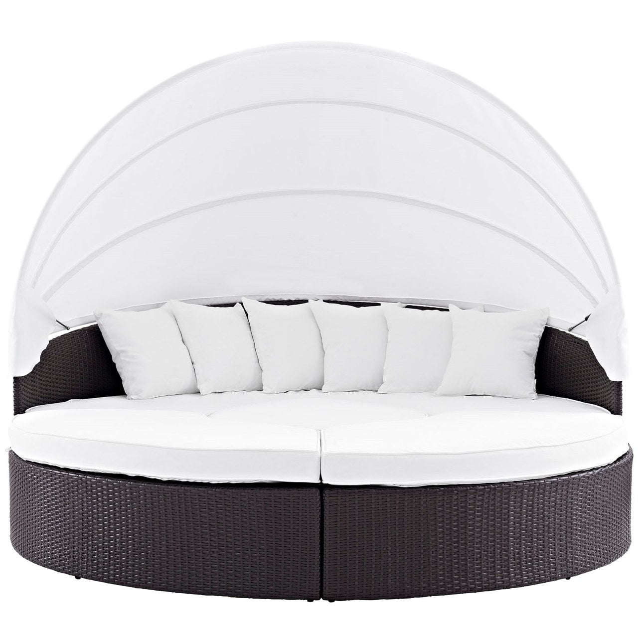 Convene Canopy Outdoor Patio Daybed, White, Rattan 10474